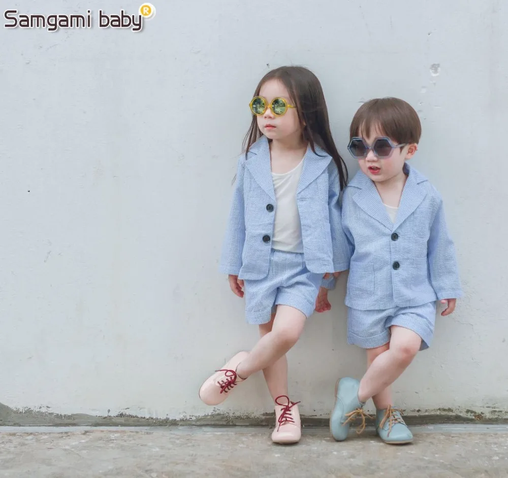 SAMGAMI BABY Lovely Girls and Boys Clothing Set Long Sleeve Coat+shorts