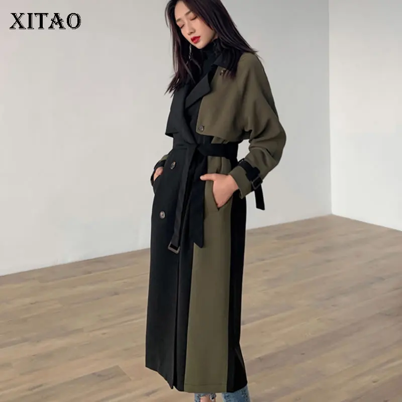 Patchwork Femmes xitao2019 Casual Pleine Collar Black Manches Dll1801 Tranchée down Double Nouveau Manteau Turn Printemps Femelle Breasted Corée UzVSGMqp