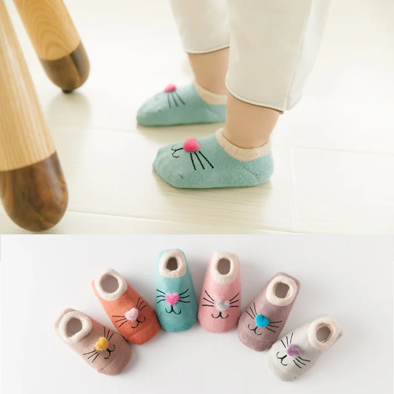 BalleenShiny/милые носки для малышей подарок для малышей, детские домашние носки-тапочки с рисунком кота Нескользящие толстые носки для мальчиков и девочек, calcetines, одежда для малышей