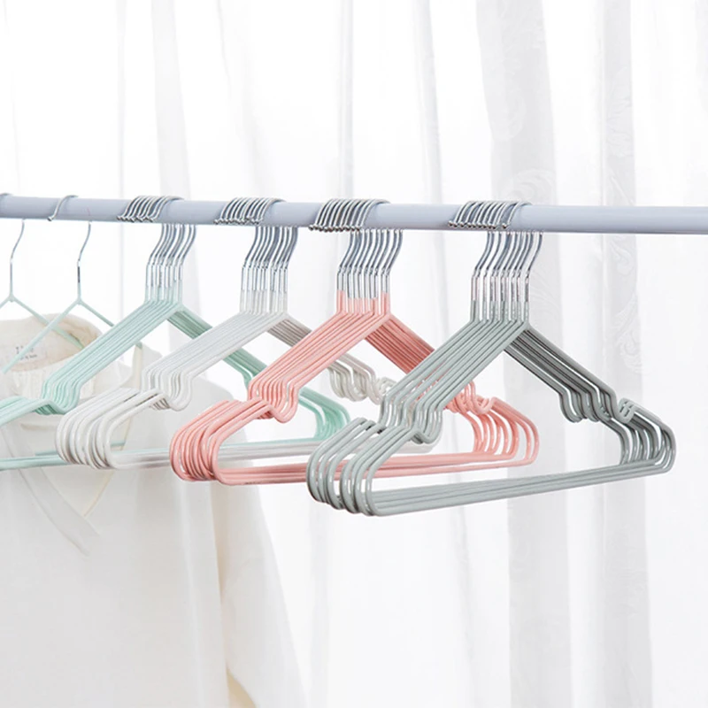 

10Pcs T Shape Steel Wire Hangers For Clothes Storage Rack Anti-skid Adult Coat Hanger Wardrobe Organizer Holder 40cm