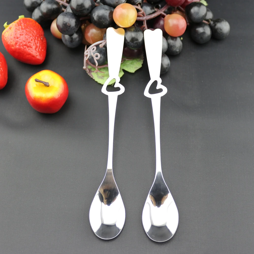 

Home and cafe long handled spoon with HEART in the middle cute baby gift for 3-8years old kids 16g/pcs stainless steel spoon