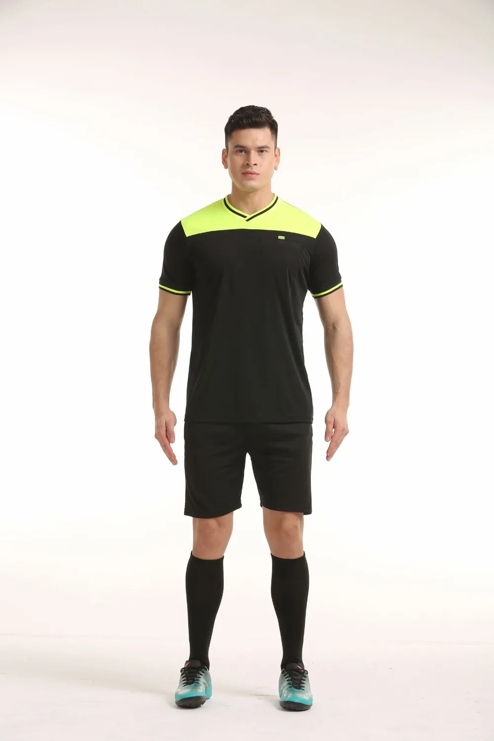 Soccer Referee Jerseys Kit Professional Competition Referee Clothing V-neck Football Judge Uniforms Short Sportswear