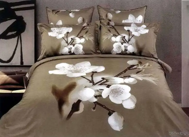 Brown White Vintage Fl Flower Bedding Set Sets Queen King Size