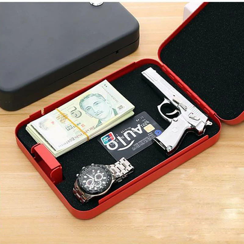 Password Safe Portable Cold Rolled Steel Car Auto Safe Pistol Valuables Wallet Jewelry Storage Box Safe Deposit Box Safe DHZ011