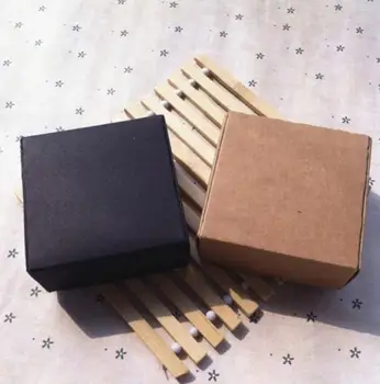

50pcs Black Paper Box Craft Gift Candy Packing Handmade Soap Package Brown Kraft Paper Jewelry Pack Boxes 6.4*6.4*2.8cm