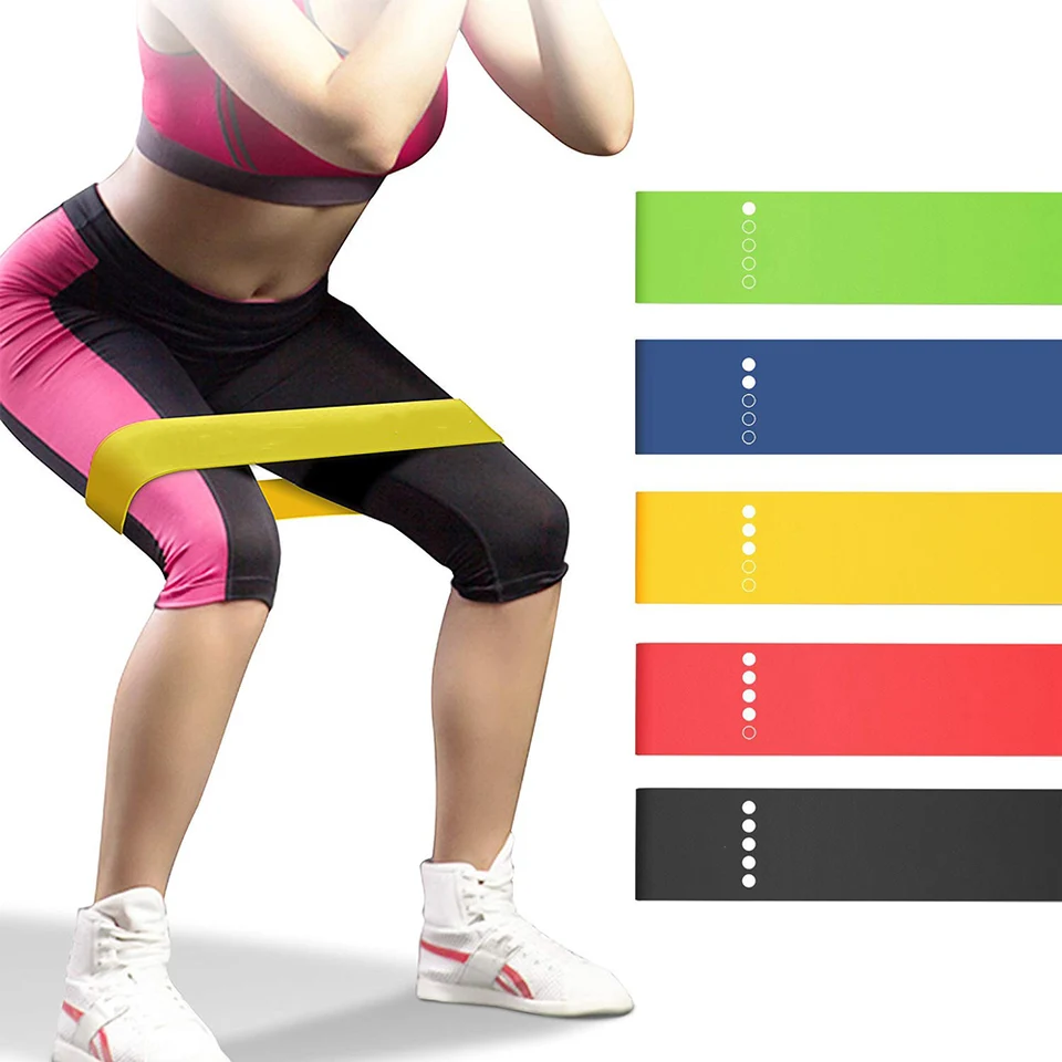 5 X Resistance Bands Loop Exercise Rubber Gym Yoga Elastic Band Fitness Training