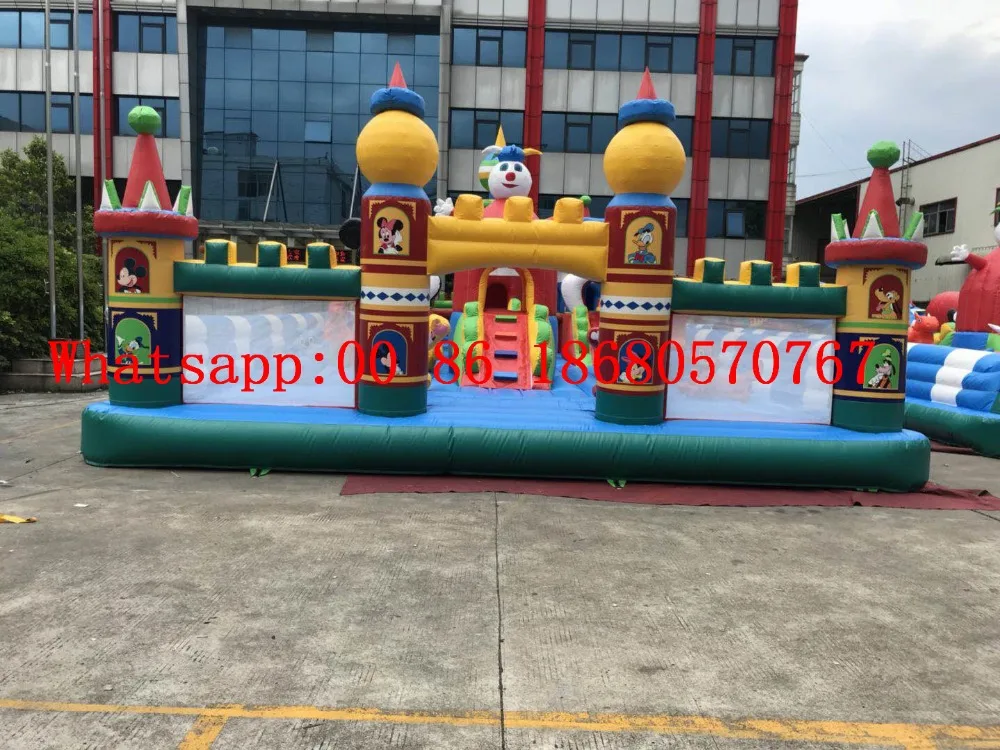 

2018 new factory direct inflatable slide inflatable castle inflatable barrier combination Mickey Castle, Mickey Mouse Slide