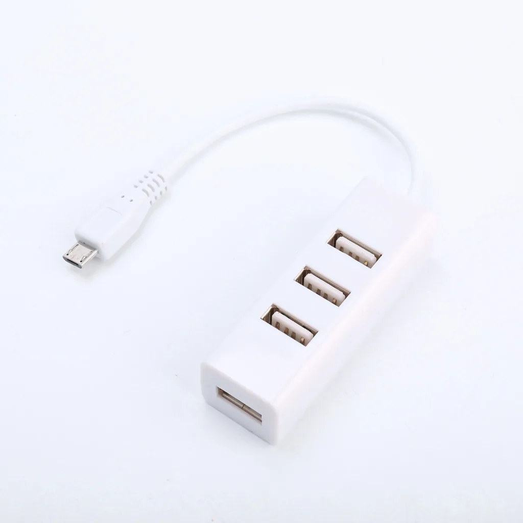 Белый концентратор Micro USB на 4 порта OTG для Raspberry Zero высокоскоростное Зарядное