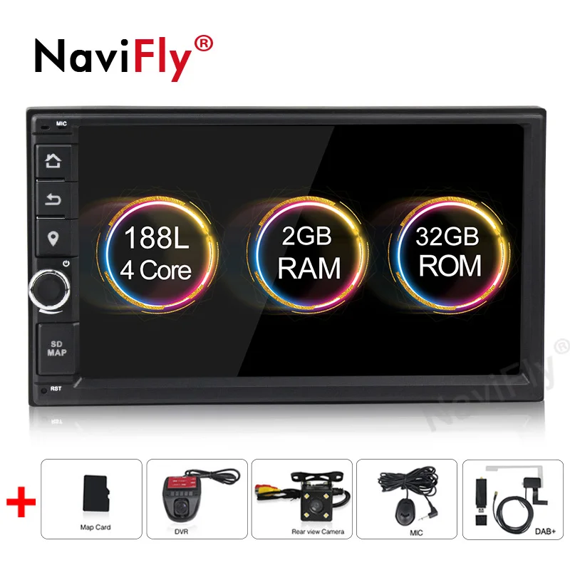 

NaviFly Universal 7'' Android 8.1 Car GPS DVD Audio RDS cassette car Multimedia with wifi 4G SWC DVR View camera TPMS DAB+