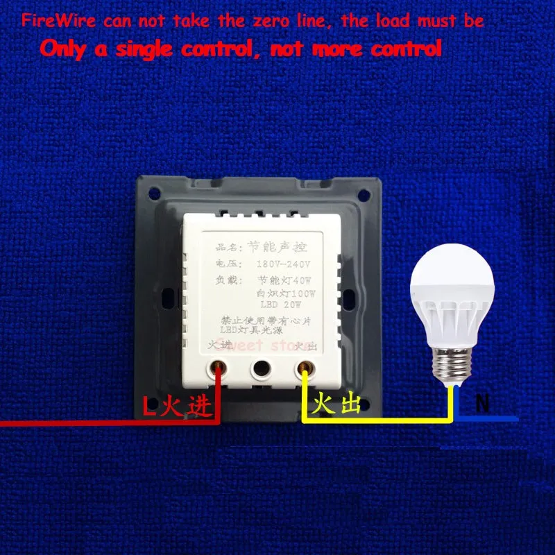 Voice switch lamp corridor delay sensor energy saving lamp 86 led sound and light control switch intelligent switch panel 1pc (1)