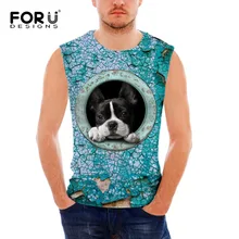 FORUDESIGNS/ Новое поступление мужской топ на бретелях классный 3D принт собаки Фитнес без рукавов Одежда Мужской Бодибилдинг топы жилет одежда