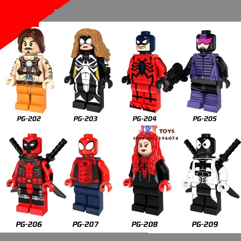 

8pcs Star wars super hero Marvel Venom Deadpool Spider-Man Homecoming Spider Woman building blocks toys for children juguetes