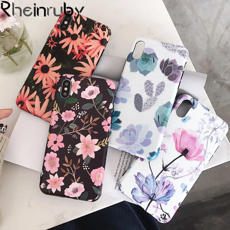 Роскошный мягкий чехол Rheinruby с цветочным узором для iPhone X XS XR Max IMD телефона 6 S 7 8 Plus
