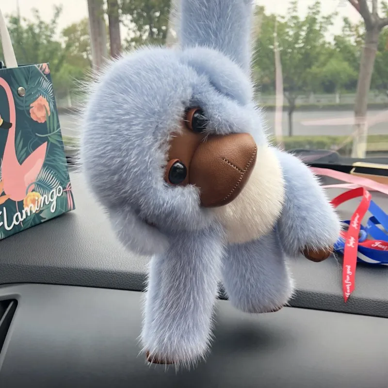 Настоящая норковая меховая обезьяна модные плюшевые игрушки брелок для ключей женский брелок с мешочком Автомобильный Брелок-подвеска подарочные аксессуары