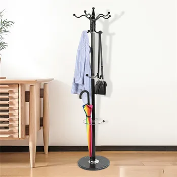 

170 cm Black garment rack clothes hanger clothing Coat Rack with Umbrella clothes hanger stand For Coat Umbrella Hat HWC