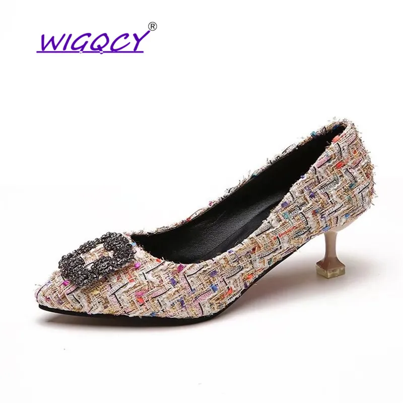 

Candy color Lace-Up pumps women shoes 2019 Autumn shoes women Fashion comfortable Square heel Slip-On off white female shoes