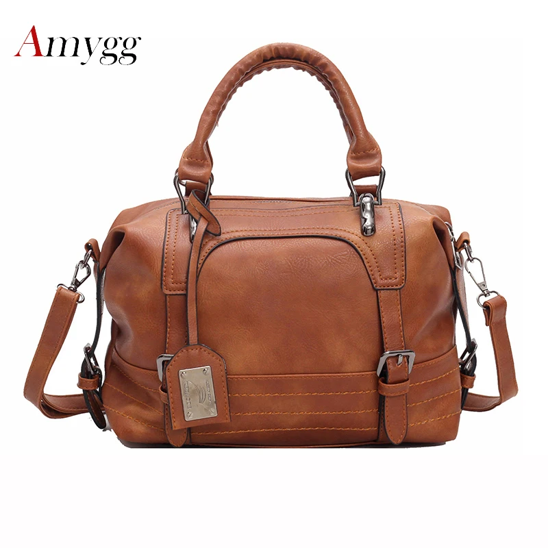 Luxury Women Leather Handbag Brown Retro Vintage Bag Designer Handbags High Quality Famous Brand ...