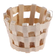 Новинка 1:12, деревянные корзины, принадлежности для ванной, кукольный домик, миниатюрные деревянные корзины ручной работы, кукольный домик, Миниатюрные аксессуары