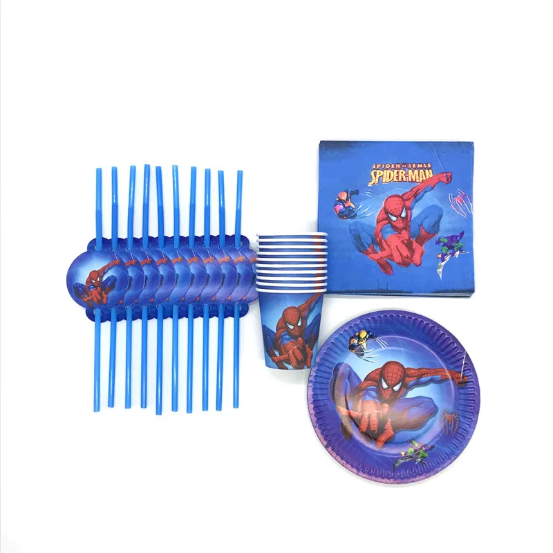 

Spider-Man Theme Design 80Pcs/Lot Boys Birthday Party Paper Tableware Decoration Wedding Christmas Cup/Plate/Straw/Napkin Supply