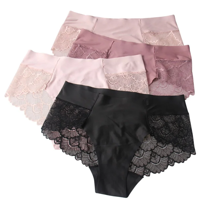 

Women Underwear Silk Lingerie Sexy Lace Panties Seamless Briefs Ladies Transparent Panties Pretty Briefs