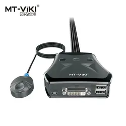 Новый Запуск 2 Порт DVI KVM SWITCH with External кнопка включения собран в кабель mt-201dl