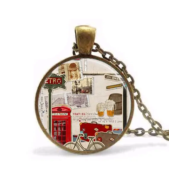 Travel pendant necklace Red Phone Booth London England