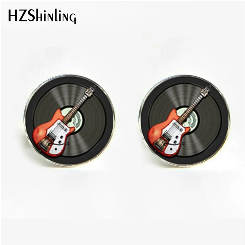 

HZShinling 2017 New Fashion Guitar Cufflinks Rock and roll Music CD Cufflink Men's Jewelry Music Theme Wedding Guitar Cuff link