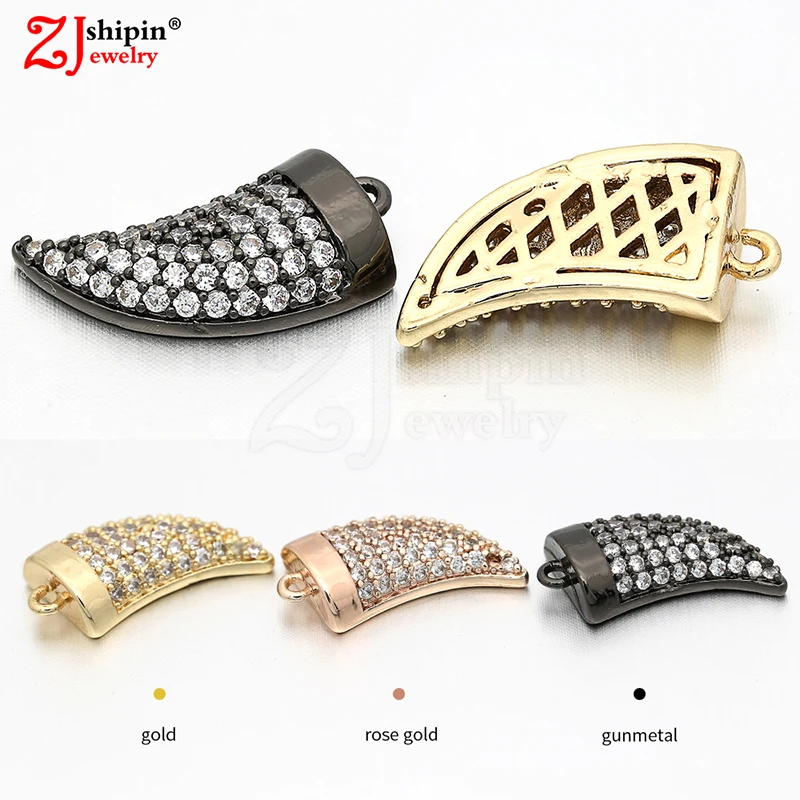 

2018 NEW Tiger teeth micro inlaid zircon CZ jewelry accessories for bracelets necklace pendant earrings jewelry production
