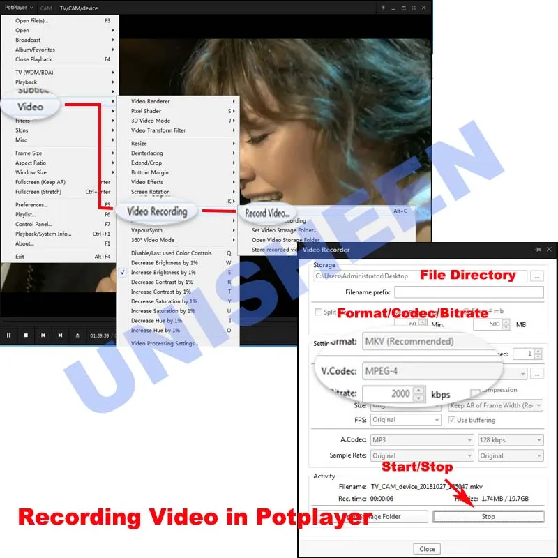 recording video in potplayer