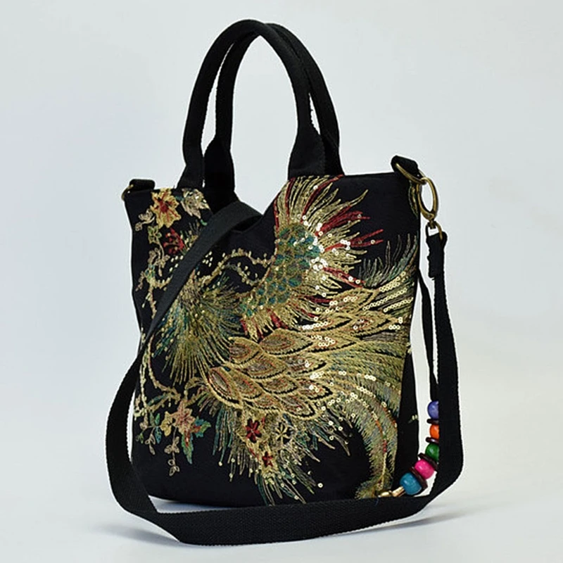 Новая модная женская сумка с вышивкой в этническом стиле, Сумочка через плечо, женская сумка через плечо, винтажные холщовые сумки