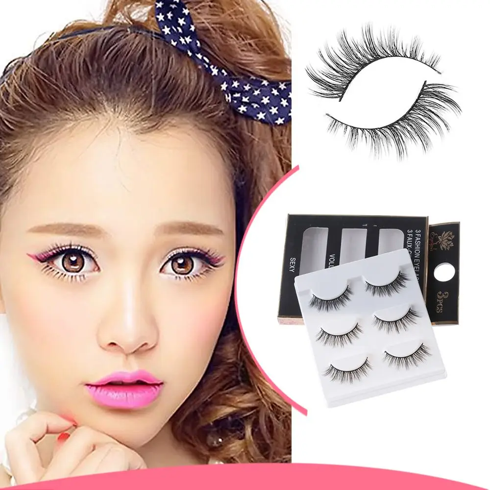 3 Pairs New Sexy Glam Women 3D False Eyelashes Long Lasting Waterproof