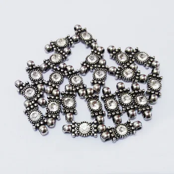 

Rhinestone inlaid beads double loop hole jewelry making spacer bar bracelets earrings neckles accessoris for metal wire alambre