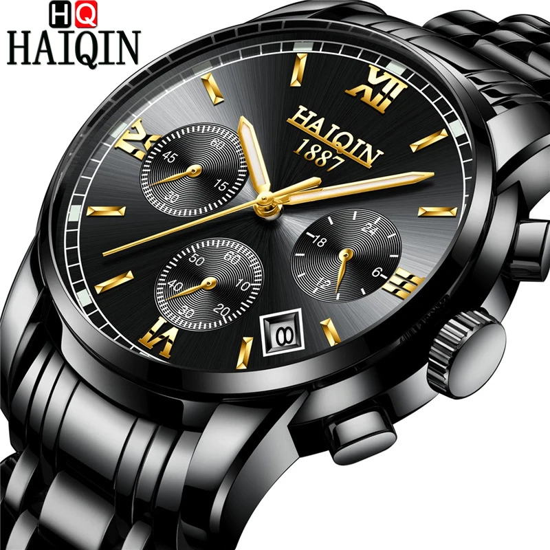 

NEW HAIQIN Men's Watches Fashion Casual Sport Watch Men Waterproof Full Steel Quartz Wrist Watch Relojes Hombre Erkek Kol Saati