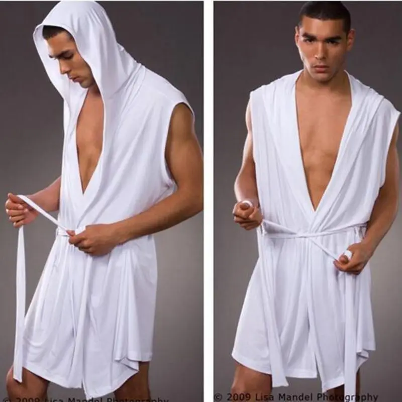 Best price men sexy pajamas sleepwear Silk pijama hombre hooded bathrobe men bath 5 color set Summer dress bath robe with briefs mens pajama pants