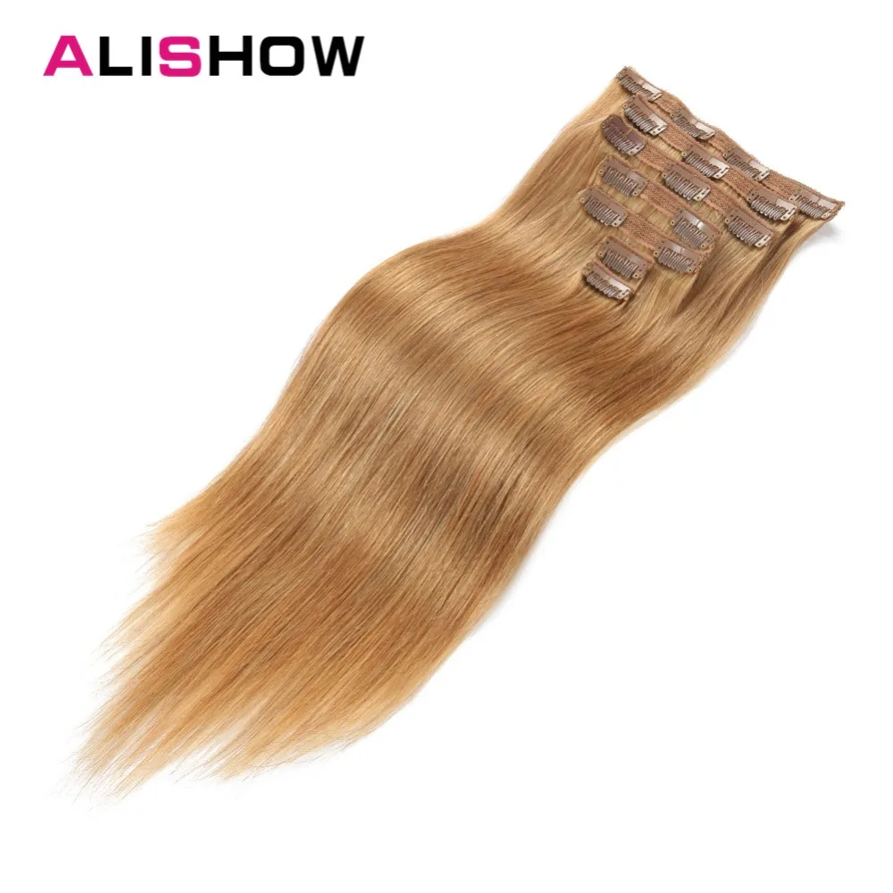 Продажа Alishow пряди человеческих волос для наращивания 100 г клип в волосы remy Прямые двойной нарисованной 100% реальные волосы шт.