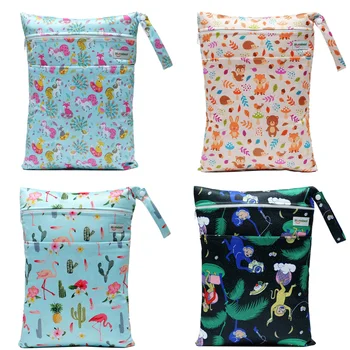 

[Mumsbest] 4PCS Reusable Waterproof Wet Bag For Cloth Diaper Bags Washable Travel Carry Bag Nappy Bags Big Size 30*40CM