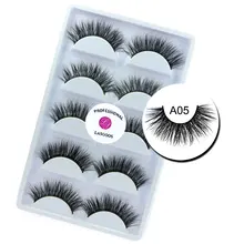 LASGOOS 5 пар/партия настоящие норковые, сибирские, грязные, пересекающие длинные 3D накладные ресницы, поддельные полосы, ресницы, вечерние, макияж для глаз A05