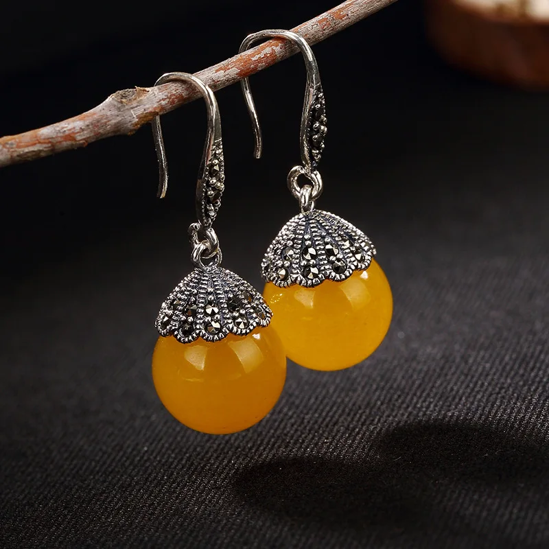 Сережки из сердолика S925 чистый антиквариат с мозаичным камнем инкрустированные