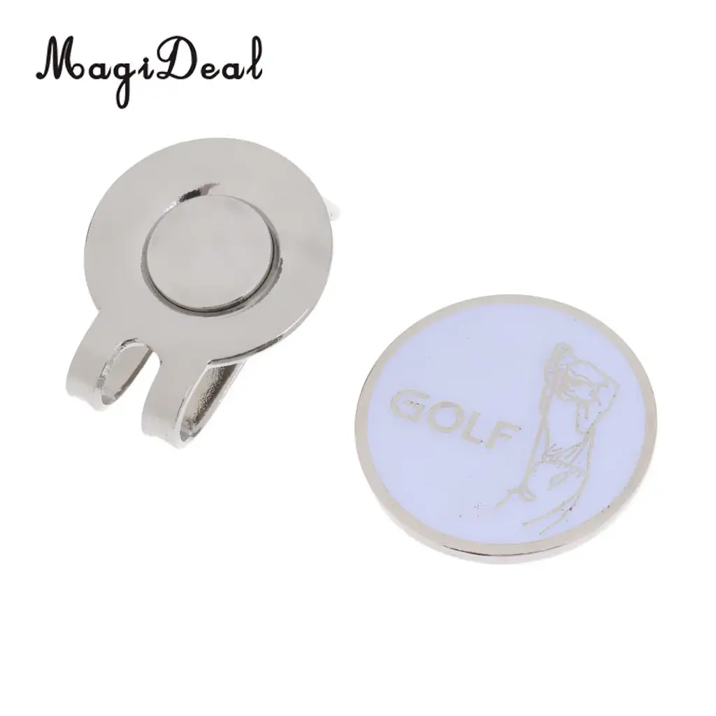 MagiDeal High Quality Sturdy Golfer Pattern Magnetic Golf Ball Marker Clip On Golf Cap Visor Golf Training Access Promotion Gift