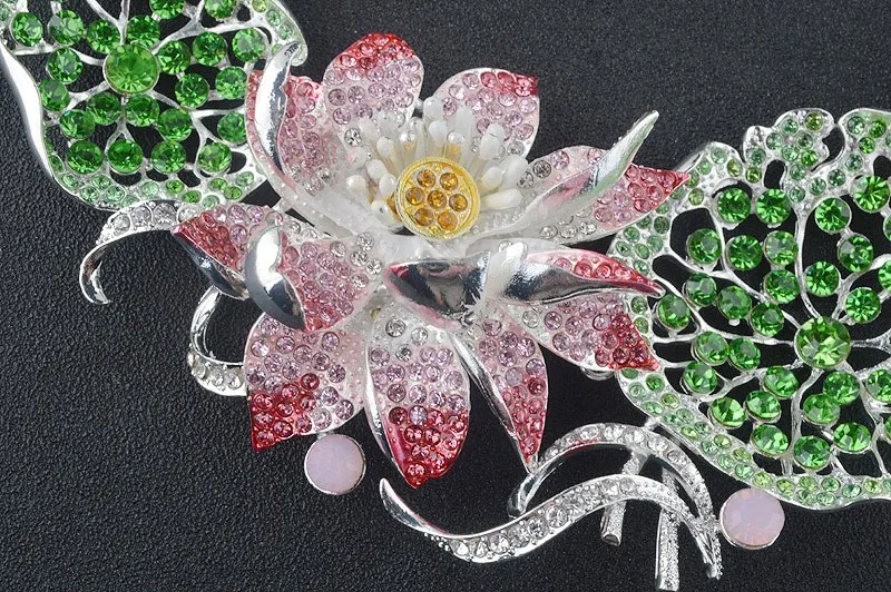 Новые Великолепные Ювелирные наборы с кристаллами, свадебные ожерелья, серьги, набор женских цветочных украшений для подружки невесты, ювелирные аксессуары