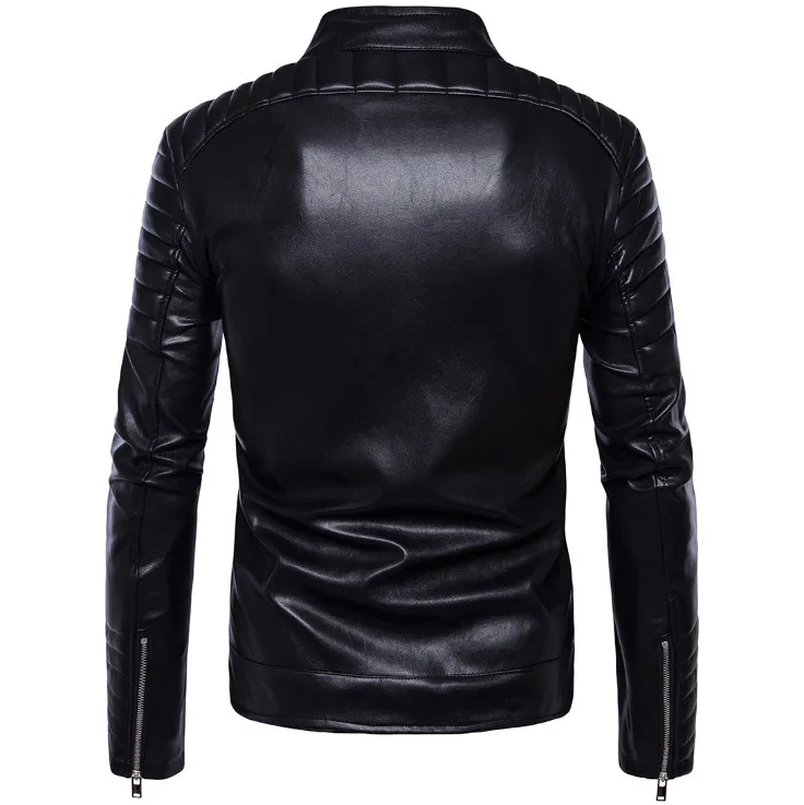 Soupe Dream classique moto veste en cuir hommes nouveau Style britannique multi-zipper veste décontracté cuir casual Biker veste mâle manteau. - 2