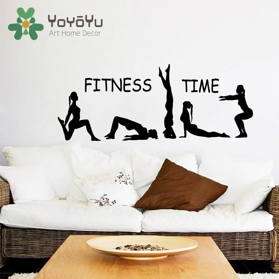 

Fitness Wall Decal Fitness Time Athlete Girls Sport Sticker Yoga Vinyl Decals Gym Art Mural Bedroom Interior Poster NY-63