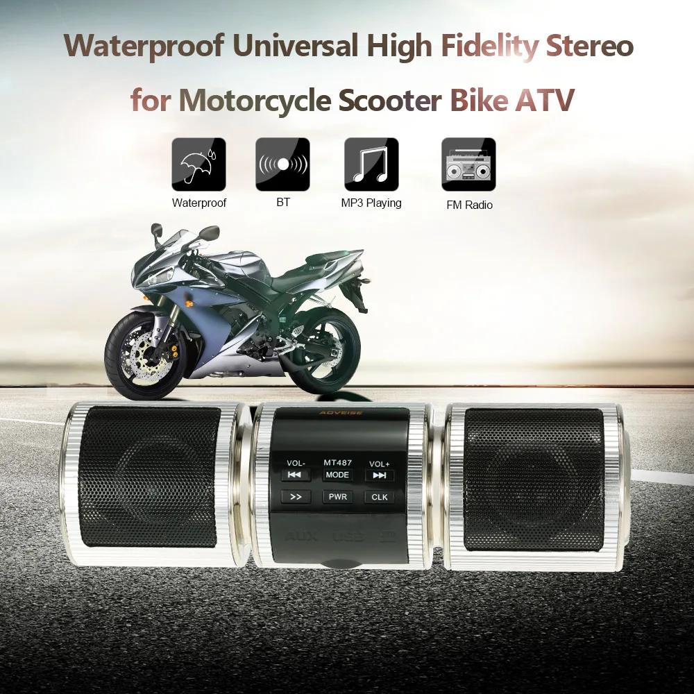 Prix pour Universel Moto Haute Fidélité Stéréo Étanche Lecteur MP3 Haut-Parleur FM Radio Audio Système pour Scooter Vélo VTT Prix pour Universel Moto Haute Fidélité Stéréo Étanche Lecteur MP3 Haut-Parleur FM Radio Audio Système pour Scooter Vélo VTT