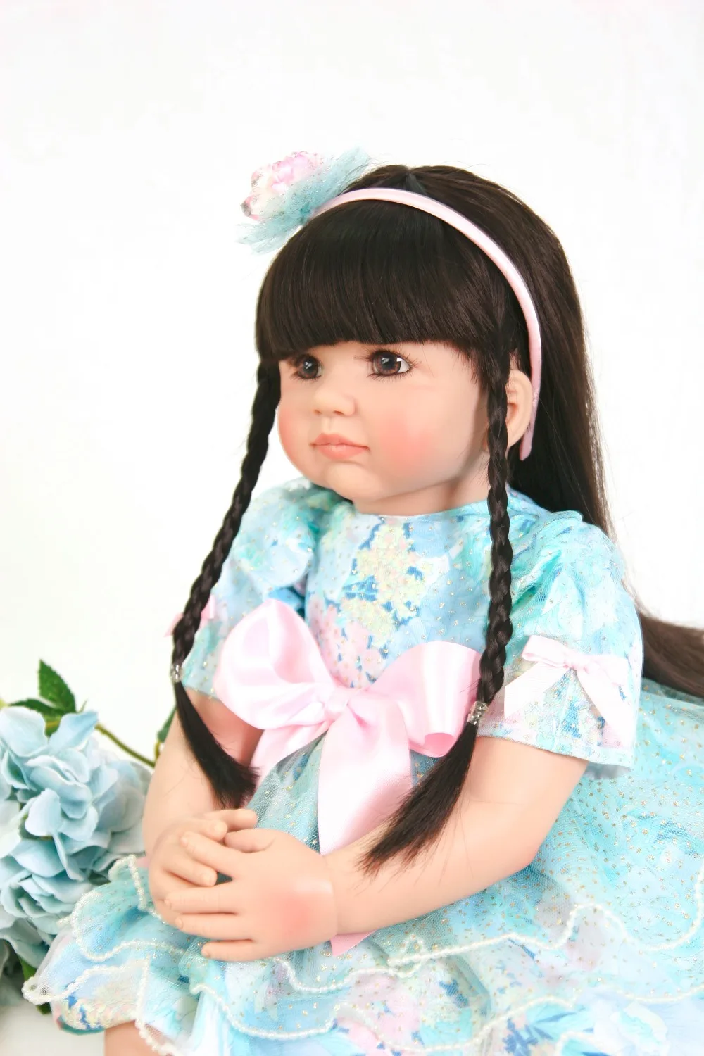60 см Большой размер Bebe Reborn Menina с 24 дюймовым Кукла синяя кружевная юбка живые