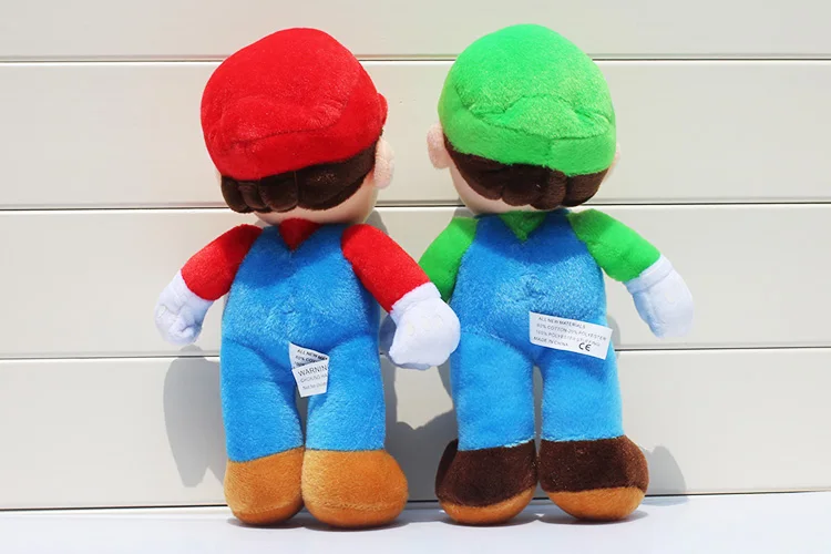 2pcs/lot 25cm Super Mario Bros Plush Toys Mario Lugi Stuffed Dolls Toys Gift for Children