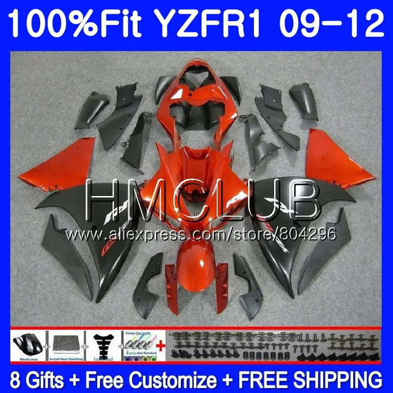 

Injection For YAMAHA YZF R 1 YZF-1000 YZFR1 09 10 11 12 111HM.11 YZF1000 YZF-R1 YZF R1 Orange black 2009 2010 2011 2012 Fairings