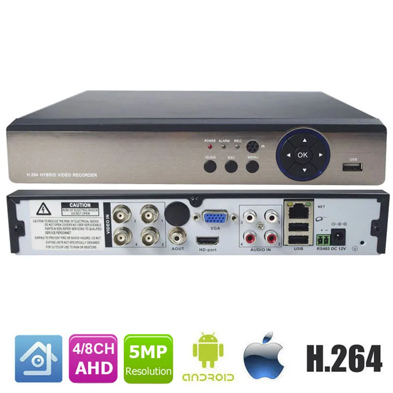 

5 IN 1 5MP AHD DVR NVR XVR CCTV 4Ch 8Ch 1080P 3MP 5MP Hybrid Security DVR Recorder Camera Onvif RS485 Coxial Control P2P 1T HDD