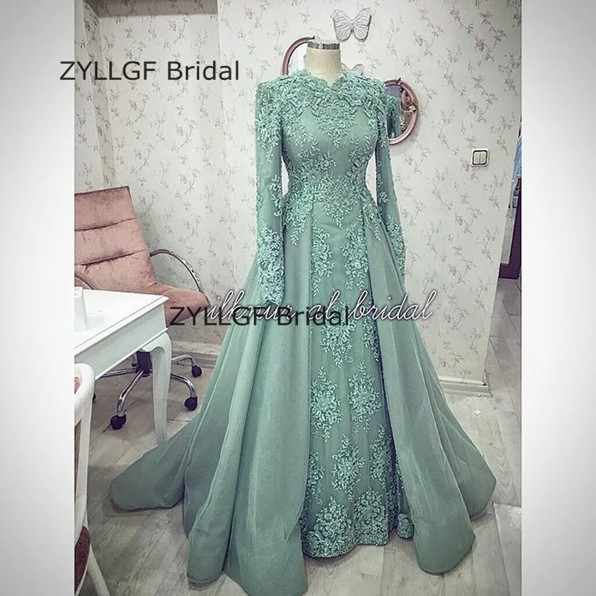 ZYLLGF Bridal A Line High Neck Women Evening Dress Long Sleeves Evening Gown Special Occasion Dresses With Appliques SA470 ZYLLGF Bridal A Line High Neck Women Evening Dress Long Sleeves Evening Gown Special Occasion Dresses With Appliques SA470