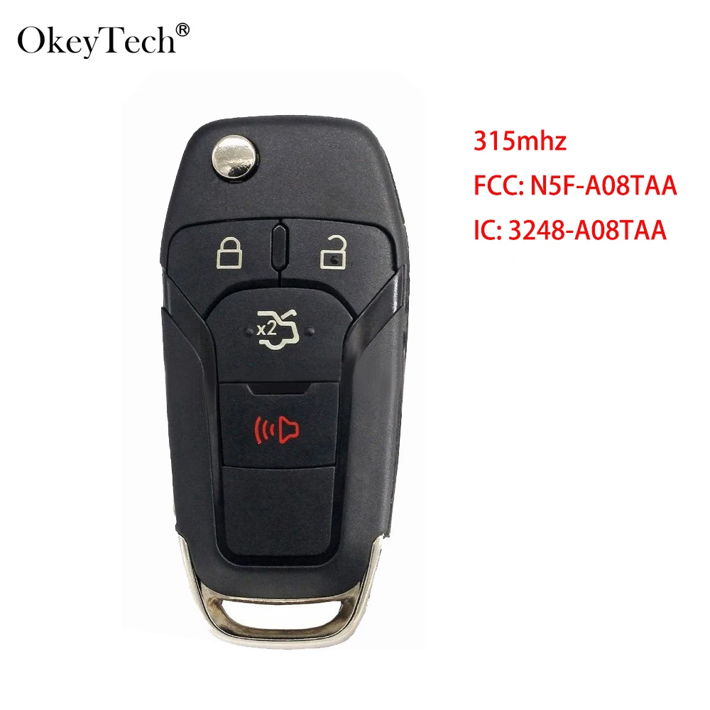 OkeyTech 3+ 1 кнопочный дистанционный ключ для Ford Fusion Escort 2013- 315 МГц N5F-A08TAA 49 чип откидной складной HU101 Uncut Пустой клинок