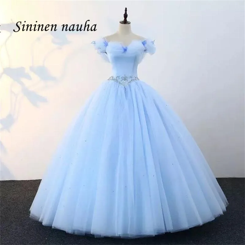 

Light Blue Quinceanera Dresses Prom Party Dress Off Shoulder Beaded Dance Ball Gown Vestidos De 15 Anos Sweet 16 Dresses 151